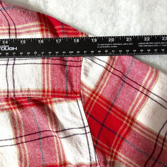 Gap Womens Red White Plaid Flannel Button Down Shirt Large 100% Cotton Long Slv - Picture 5 of 13